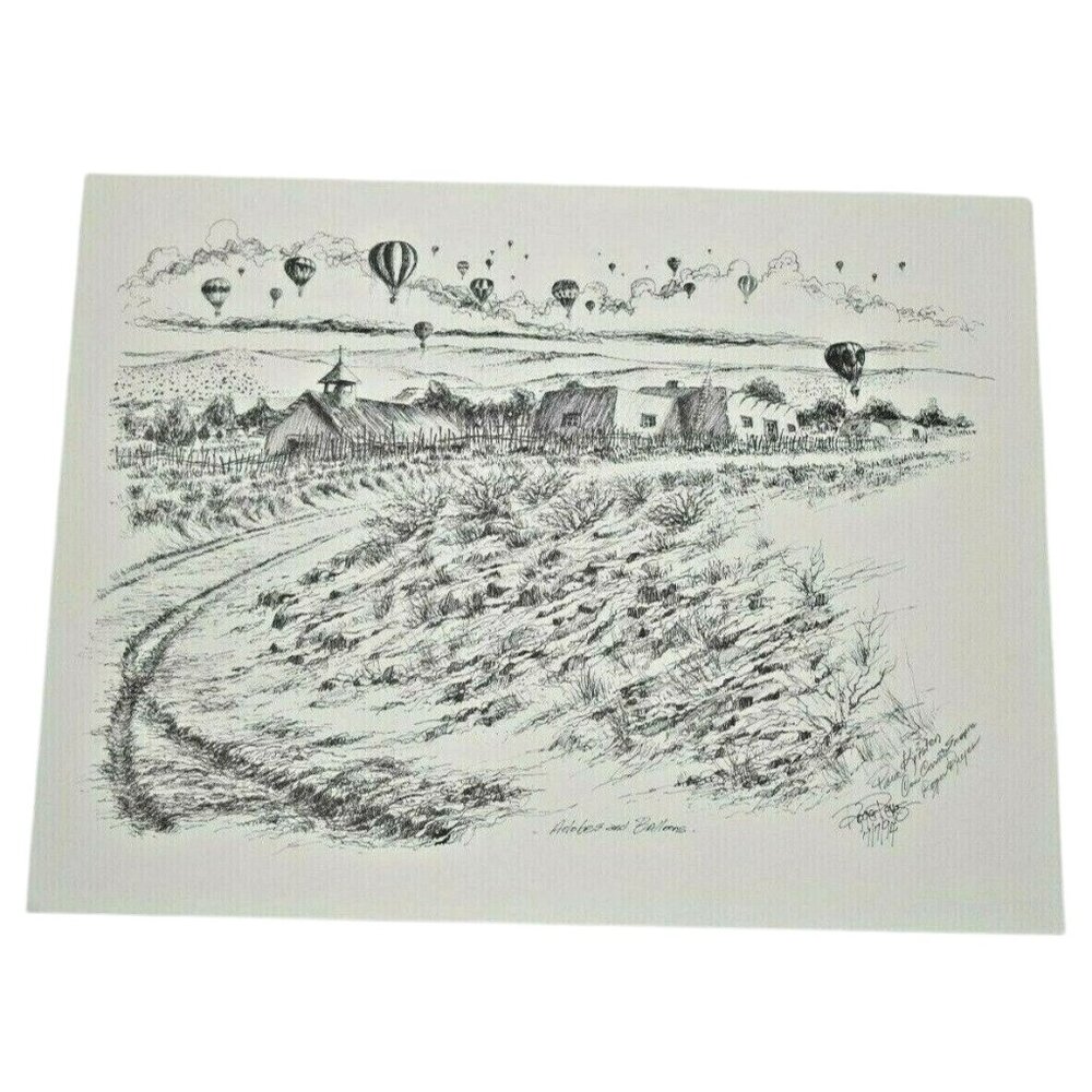 Roger Reyes 1994 “Adobes and Balloons” Signed Print 20x27 Southwest Art